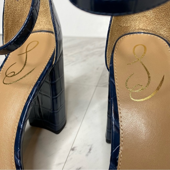 Sam Edelman Yaro Blue Crocodile Block Heel Sandal 9 1/2 M - Picture 12 of 14